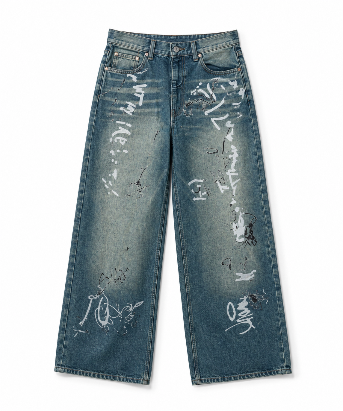 Hand-Marked Baggy Denim Jeans