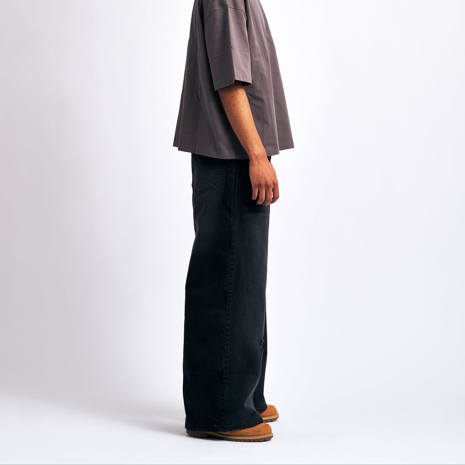 Washed Black Wide-Leg Denim Jeans