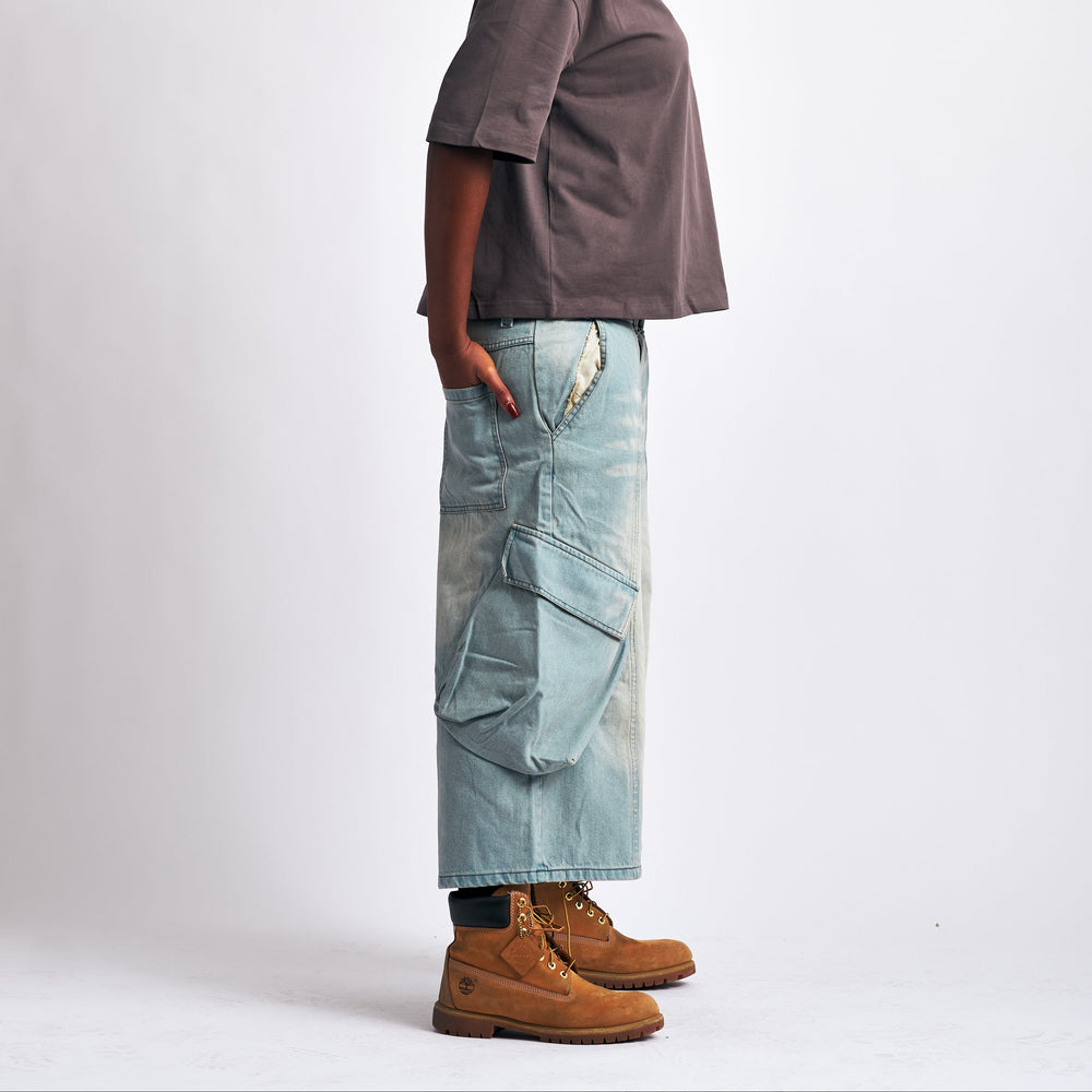 Destroyed Loose-Fit Denim Shorts