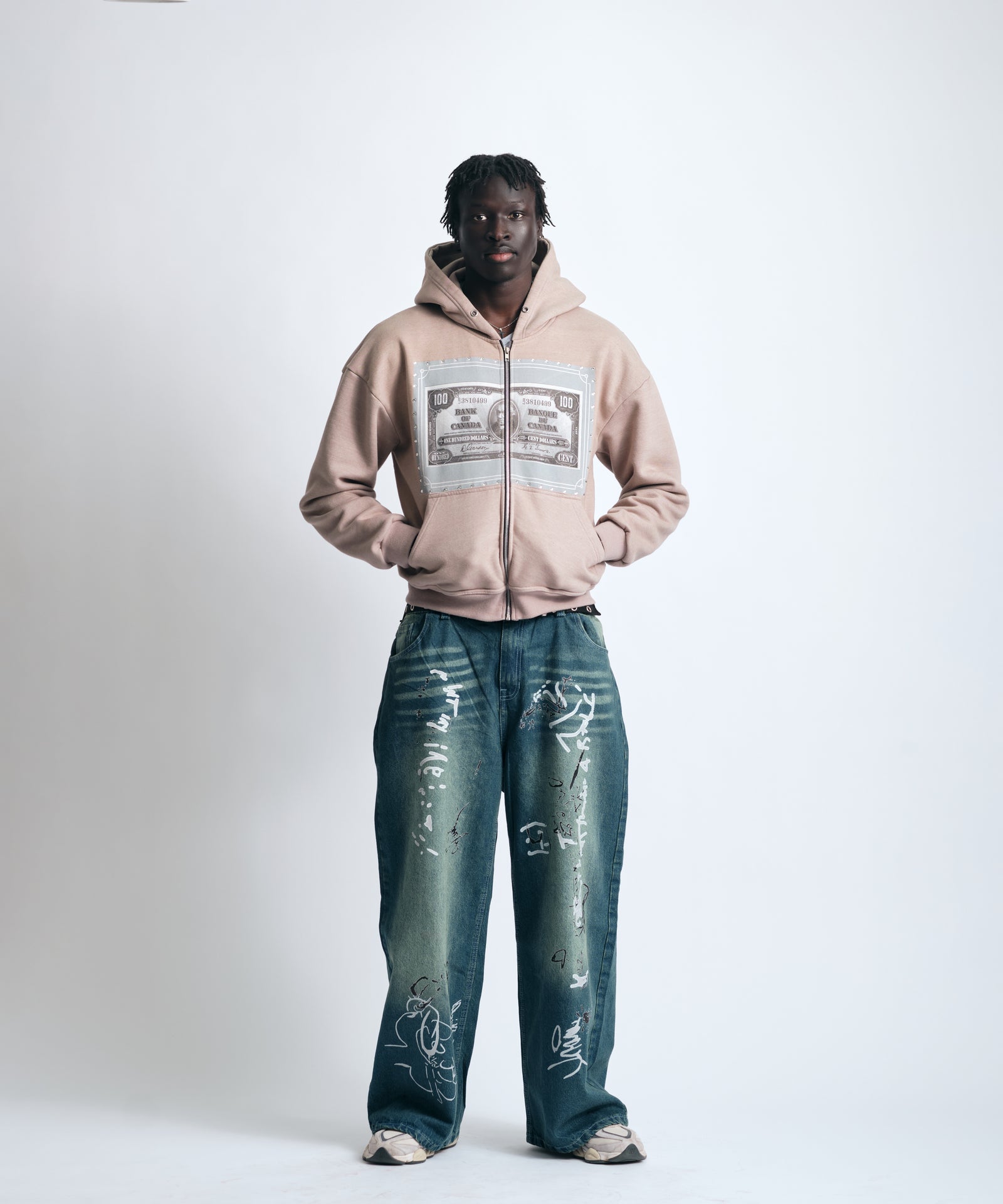 Hand-Marked Baggy Denim Jeans
