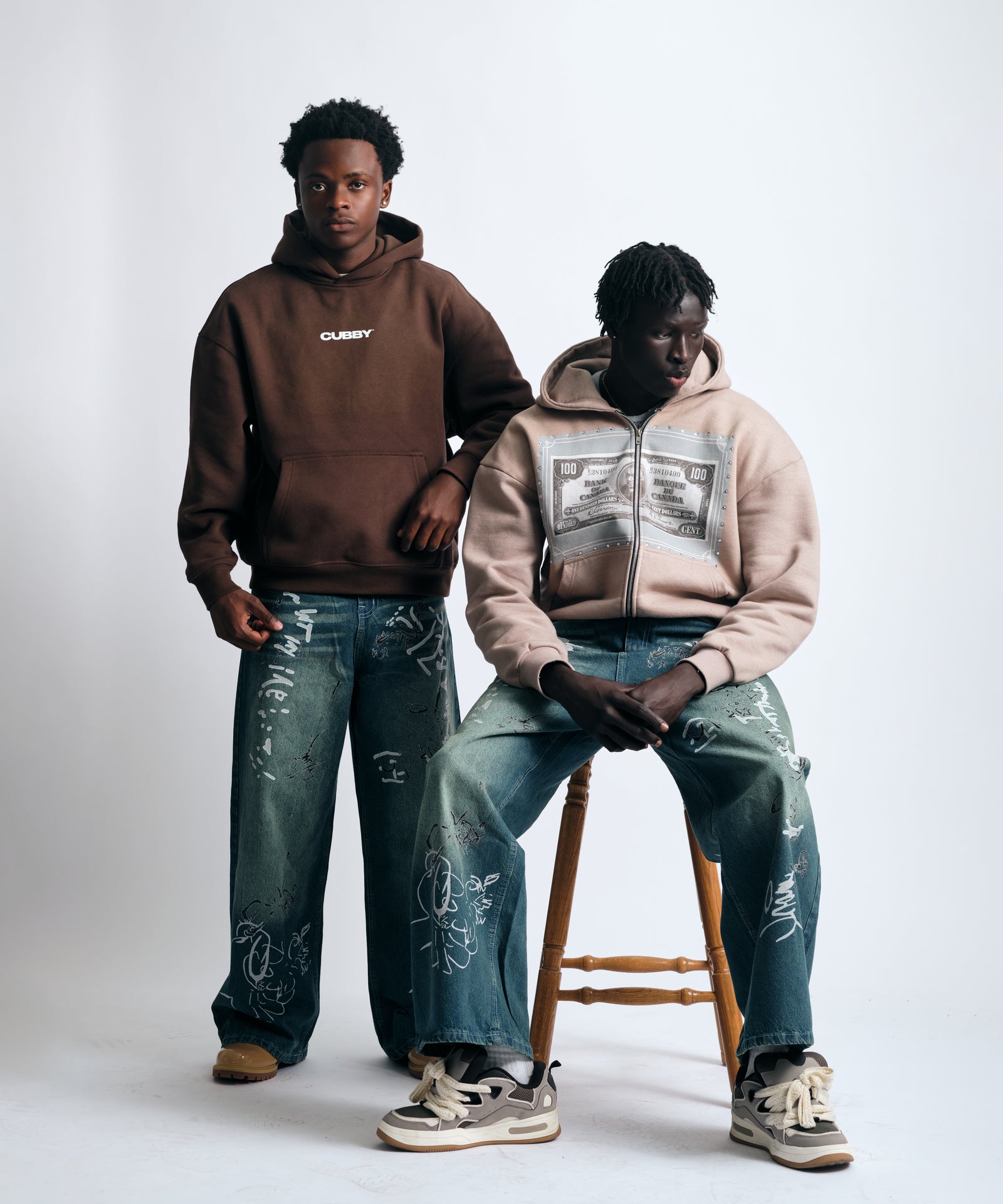 Hand-Marked Baggy Denim Jeans