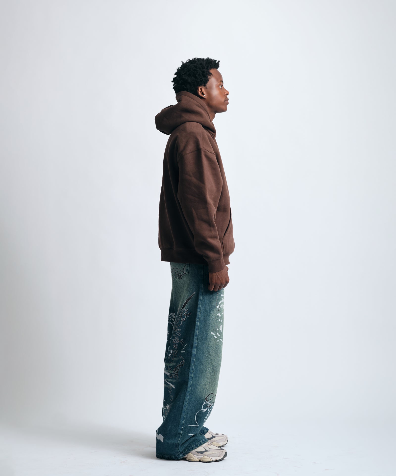 Hand-Marked Baggy Denim Jeans