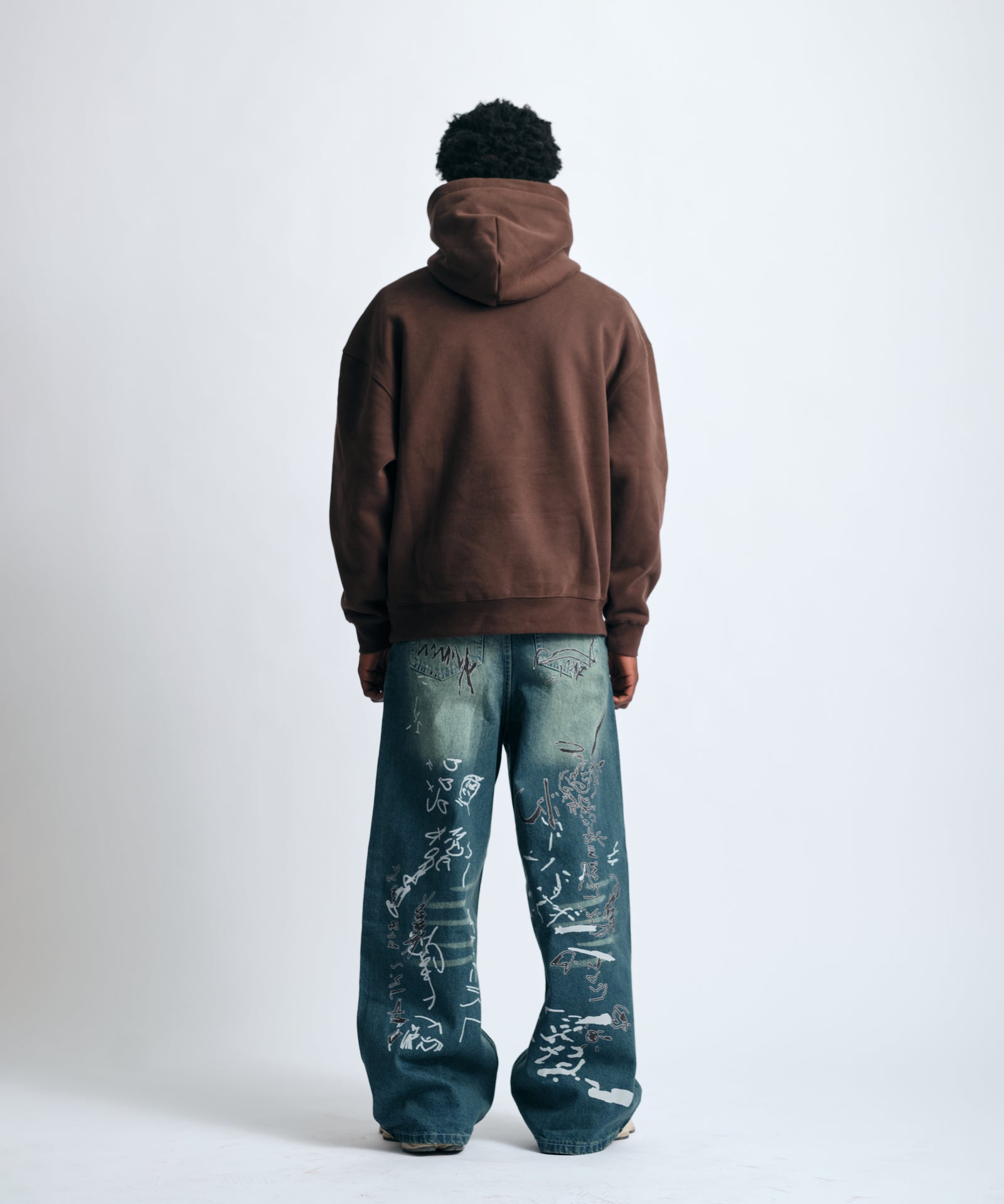 Hand-Marked Baggy Denim Jeans