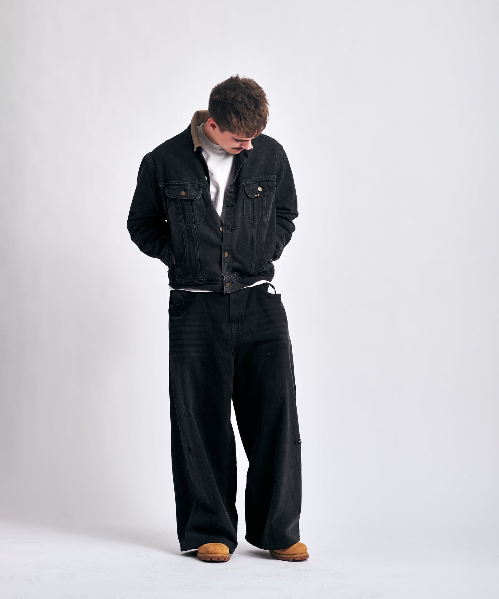 Washed Black Wide-Leg Denim Jeans