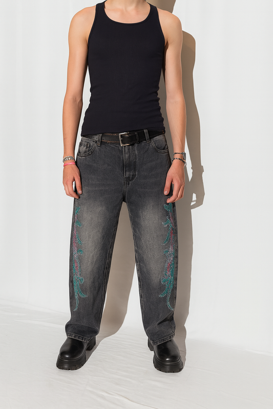 Shadowflare Rhinestone Baggy Jeans